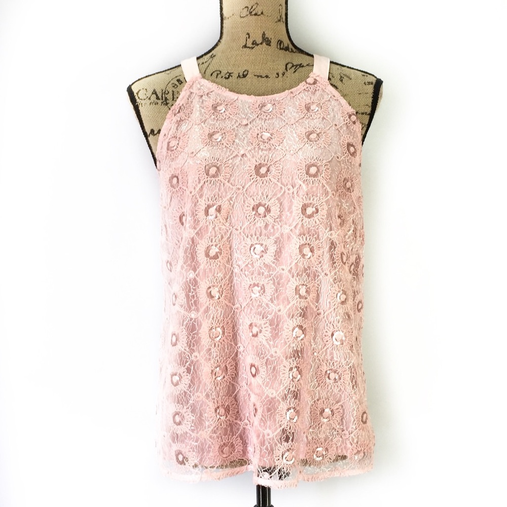 7th Avenue Design Studio Pink Lace Overlay…